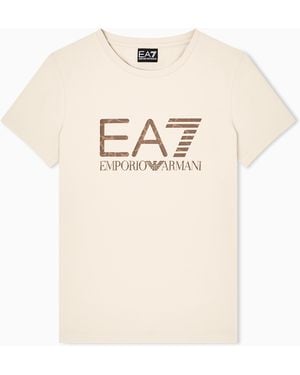 EA7 Graphic Series Stretch-Jersey T-Shirt - Natural
