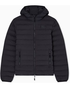 EA7 Technical Fabric Padded Jacket With Hood - Blue