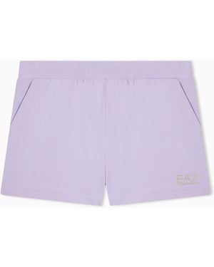EA7 Core Identity Girl Stretch Cotton Shorts - Purple