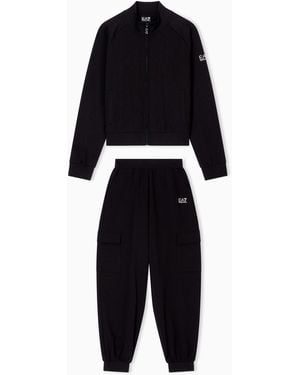 EA7 Stretch Cotton Tracksuit With Cargo Pants - Blue