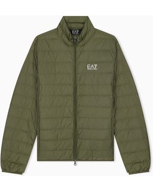 EA7 Packable Down Jacket With Front Zip Core Identity - Green