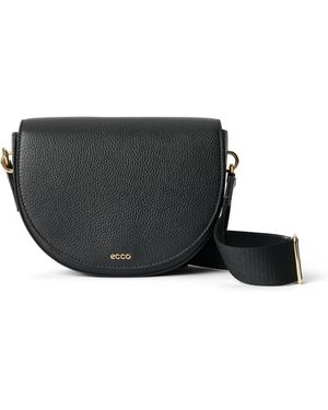 Ecco Saddle Bag ( Pebbled Leather) Cross Body Handbags - Black