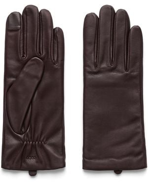 Ecco Plain Gloves Size L Leather Dried Cacao - Brown