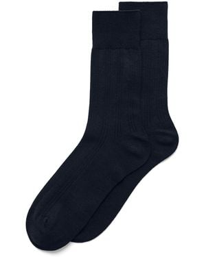 Ecco Classic Ribbed Mid-Cut Socks - Blue