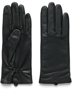 Ecco Plain Gloves Size L Leather Black