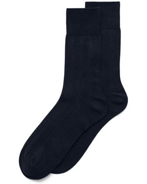 Ecco Classic Ribbed Mid-Cut Socks - Blue