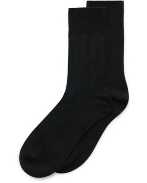 Ecco Classic Ribbed Mid-Cut Socks - Black