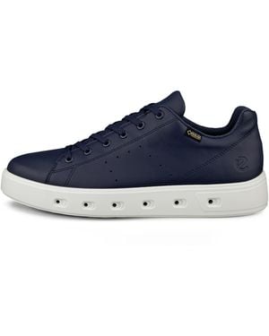 Ecco Low-Top Leather Trainers With Rubber Sole - Blue