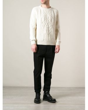 McQueen Skull Cable Knit Jumper - White