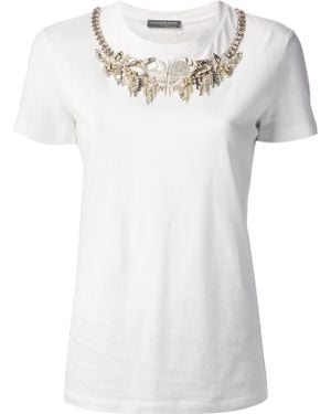 McQueen Bead Embellished T-Shirt - White