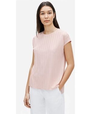 Eileen Fisher Wide Rib Stretch Crew Neck Top - Multicolor