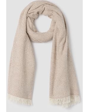 Eileen Fisher Handloomed Organic Cotton Herringbone Scarf - White