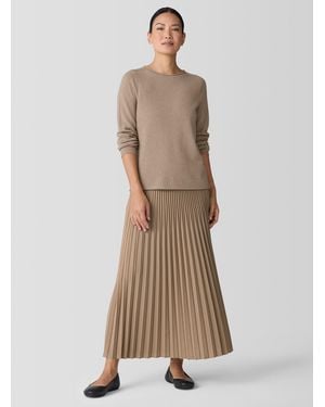 Eileen Fisher Woven Wool Silk A-line Skirt - Natural