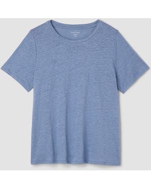 Eileen Fisher Organic Linen Jersey Crew Neck Tee - Blue