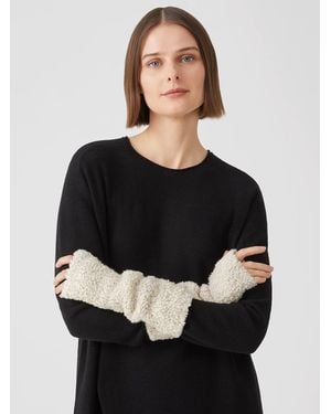 Eileen Fisher Knit Fur Glovelettes - Black