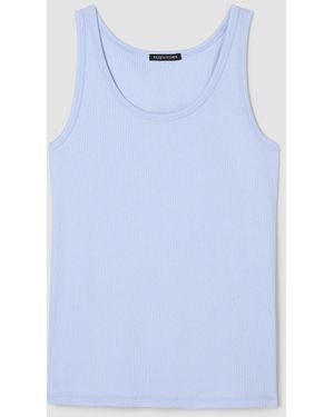 Eileen Fisher Organic Cotton Stretch Rib Scoop Neck Tank - Blue