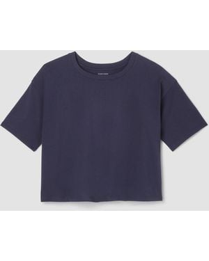 Eileen Fisher Pima Cotton Stretch Jersey Crew Neck Tee - Blue