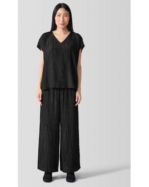 Eileen Fisher Textured Silk Jacquard Wide-leg Pant - Black