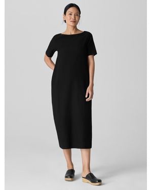Eileen Fisher Washable Stretch Crepe Oval Dress - Black