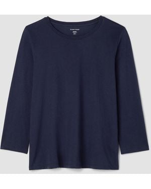 Eileen Fisher Organic Pima Cotton Jersey 3/4-sleeve Tee - Blue