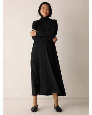 Eileen Fisher Stretch Jersey Knit Turtleneck Dress - Black