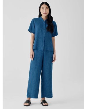 Eileen Fisher Washed Organic Linen Delave Wide Trouser Pant - White