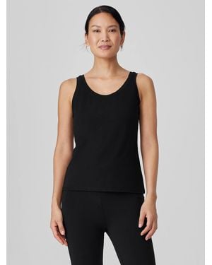 Eileen Fisher Traceable Cotton Jersey Scoop Neck Tank - Black
