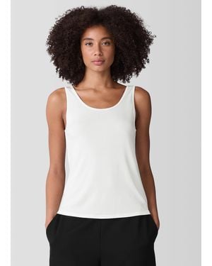 Eileen Fisher Stretch Silk Jersey Scoop Neck Tank - Black