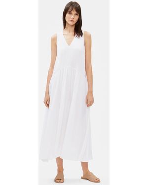 eileen fisher drop waist silk dress 00s espresso brown drop waist maxi dress (S/M) – Holy Thrift