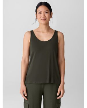 Eileen Fisher Stretch Silk Jersey Scoop Neck Tank - Green