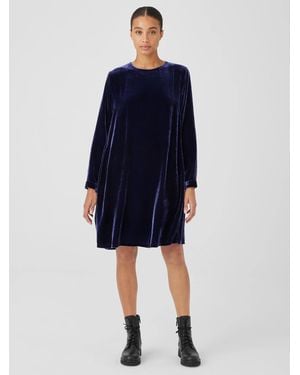 Eileen Fisher Velvet Crew Neck Dress - Blue