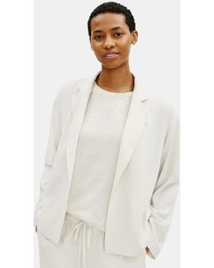Eileen Fisher Textured Crepe Notch Collar Jacket - White