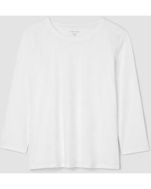 Eileen Fisher Organic Pima Cotton Jersey 3/4-sleeve Tee - White