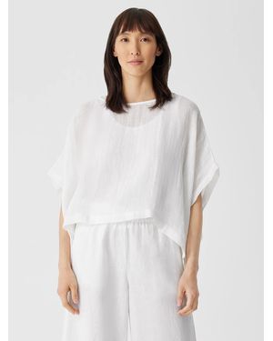 Eileen Fisher Linen Gauze Poncho - White