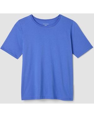 Eileen Fisher Organic Pima Cotton Jersey Round Neck Tee - Blue