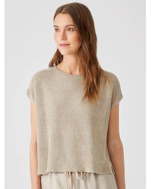 Eileen Fisher Organic Linen Delave Square Top - Natural