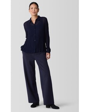 Eileen Fisher Washable Flex Ponte Wide Trouser Pant - Blue