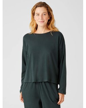 Eileen Fisher Cozy Organic Cotton Interlock Box-top - Green
