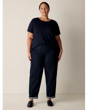 Eileen Fisher Organic Linen Jersey Crew Neck Tee - Blue