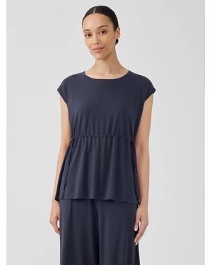 Eileen Fisher Fine Jersey Jewel Neck Top - Black