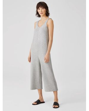 Eileen Fisher Cozy Brushed Terry Hug Cropped Jumpsuit - White
