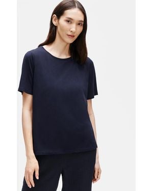 Eileen Fisher Organic Cotton Jersey Crew Neck Tee - Blue