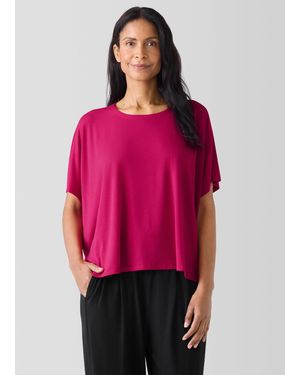 Eileen Fisher Fine Jersey Crew Neck Box-top - Black