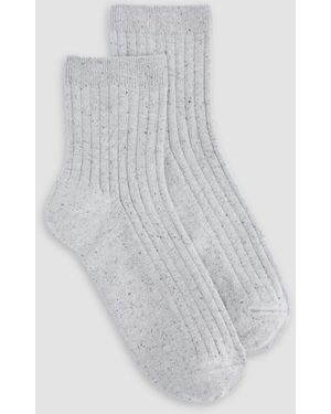Eileen Fisher Speckle Rib Quarter Crew Sock - White