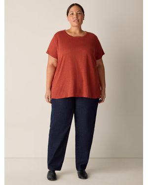 Eileen Fisher Organic Linen Jersey Crew Neck Tee - Red