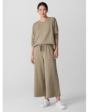 Eileen Fisher Pima Cotton Stretch Jersey Wide-leg Pant - Natural