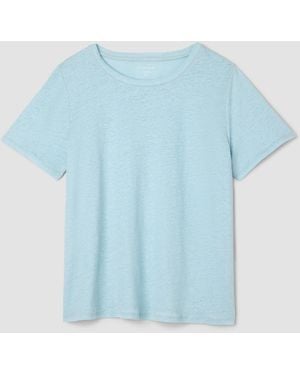Eileen Fisher Organic Linen Jersey Crew Neck Tee - Blue