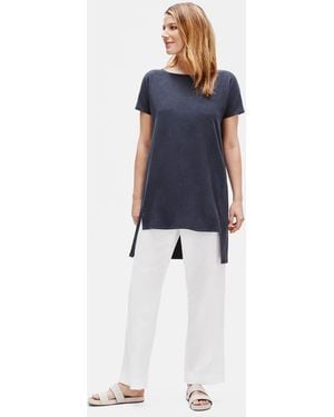 Eileen Fisher Rib Bateau Neck Tunic - Blue