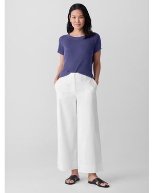 Eileen Fisher Stretch Cotton Twill Wide-leg Trouser Pant - White
