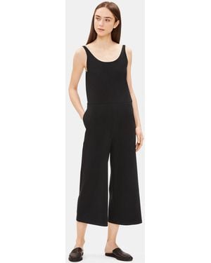 Eileen Fisher Cotton Stretch Jersey Wide-leg Jumpsuit - Black